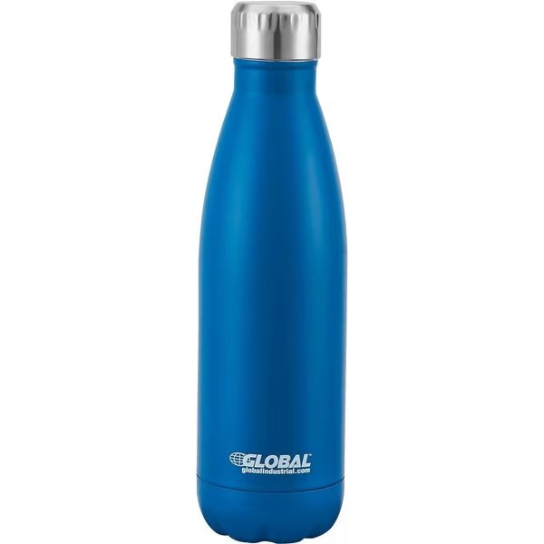 Double Wall Stainless Water Bottle, Blue, 17 Oz., Global Industrial, Mfr#: 670338
